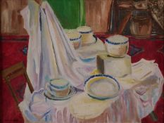 Franklin White (Australian 1892-1975) Still Life Study, Teacups and Saucers