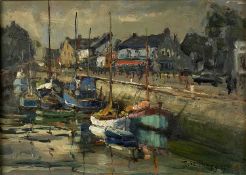 René le Forestier (French 1903-1972) Harbour Scene