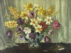 F.W. Bannister (20th Century_ Still Life of Daffodils, Tulips and Spring Flowers