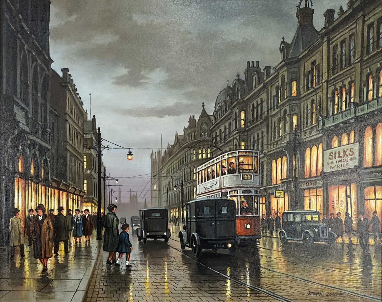 Stephen Scholes (British b.1952) Deansgate, Manchester 1928