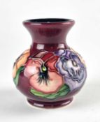 A small Moorcroft 'Pansy' vase