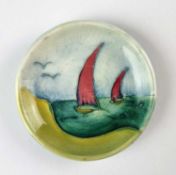 Miniature Moorcroft Sailing Yacht dish, circa 1930s/40s