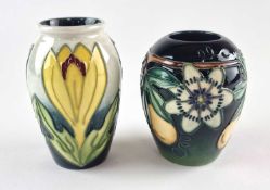 Two Moorcroft vases, 'Crocus and 'Passion Flower',