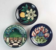 Three Moorcroft pin dishes including Jumeirah