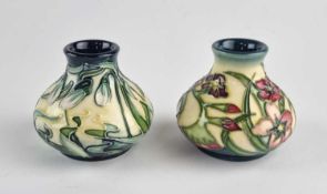 Two Moorcroft miniature vases - 'Snowdrop' and 'Little Gem'