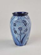 A small Moorcroft blue on blue 'Leila' vase