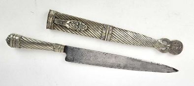 An Argentinian 'Gaucho' knife in scabbard, stamped 800Please note that the buyer must be over the