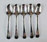 Royal Navy - Set of five silver teaspoons with monogrammed initials for Captain Samuel Burgess