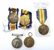 Two WW1 medal pairs and a single Victory medal