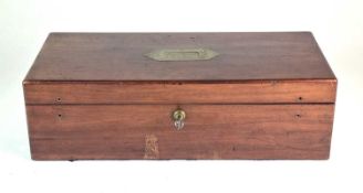 A mahogany box named to Captain Lyons, H.M.S Madagascar