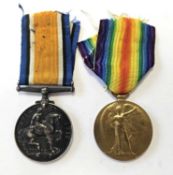 WW1 pair of medals to West Yorkshire Regiment