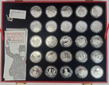 Churchill's War. Limited edition set of 25 silver medals by Spinks.