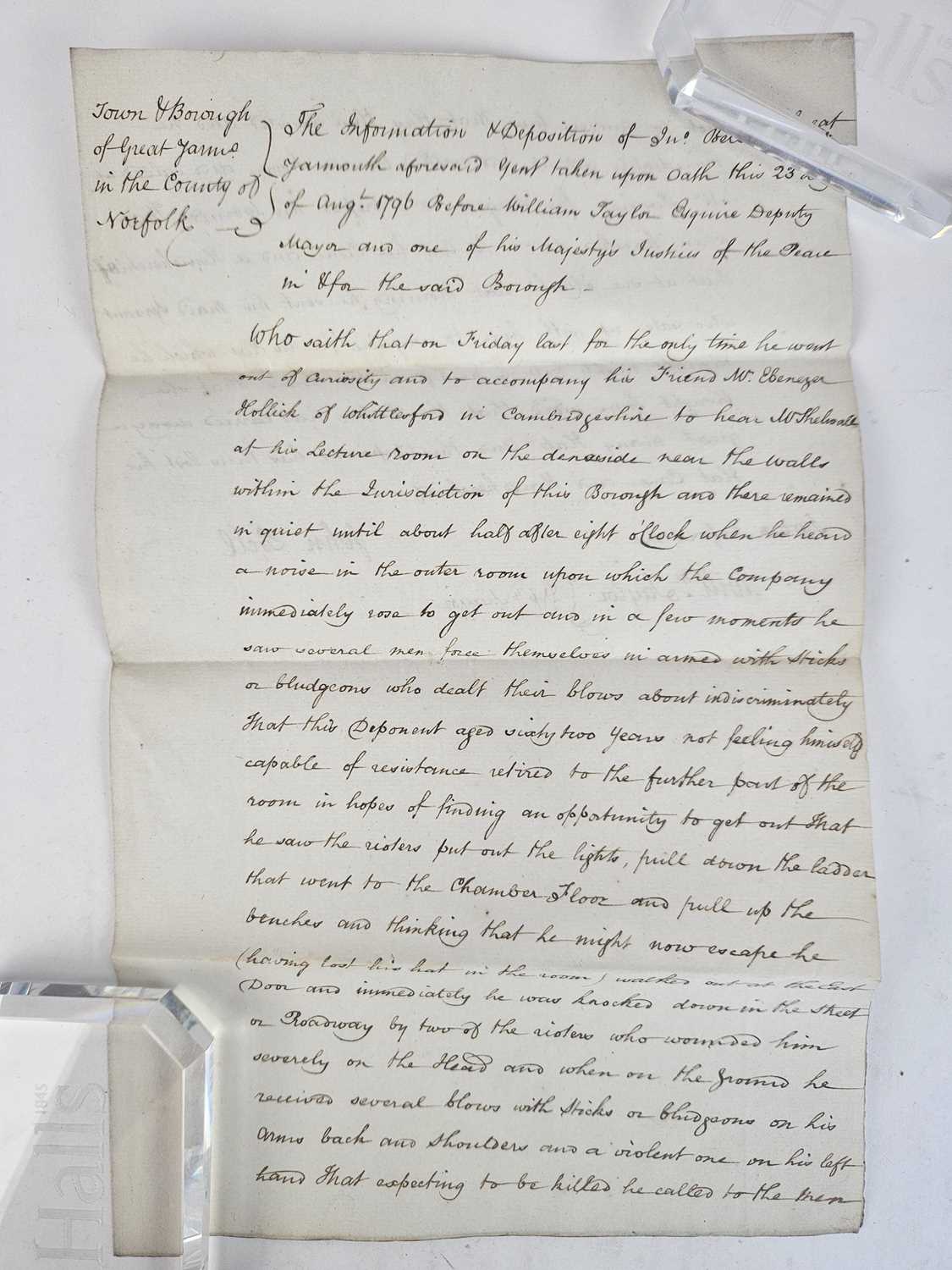 Manuscripts - Anti-radical theft and assault by Royal Navy sailors, 1796 - Image 5 of 6