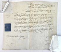 Royal Navy Commission - Lt Frederick David Schaw to HMS Hydra, signed by Admiral James Gambier