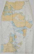 A collection of Hydrographic Office Admiralty Chart maps, circa early 1990s, chiefly covering