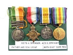 Boer War/WW1 Father and Son medal group