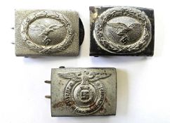 Germany, Third Rech. Two Luftwaffe buckles and a post-war copy of an SS buckle.