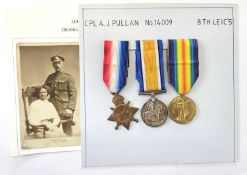 WW1 trio of Leicestershire Regiment medals