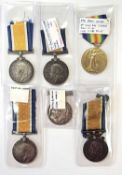 Six single WW1 medals, various regiments.