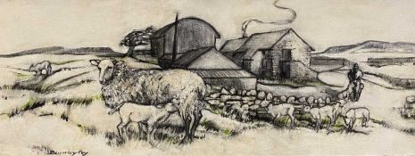 Beverley Fry (b.1948) Hill Farm Sheep