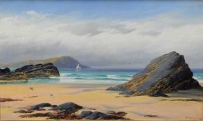 David James (1853-1904) Low Tide in a Cornish Bay