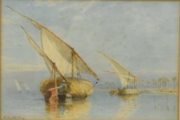 John II Varley (1850-1933) Feluccas on the Nile