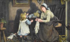Circle of William Hippon Gadsby (1844-1924) Interior Scene with a Mother and Daughter