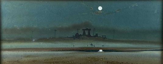 Augustus Osborne Lamplough ARA (1877-1930) Ancient Egyptian Temple Ruins by Moonlight