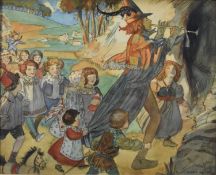 Olive Wood SWA (20th Century) Pied Piper of Hamelin