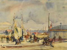 Ernest Borough Johnson (1866-1949) Unloading Honfleur