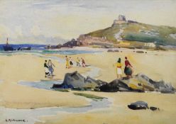 Leonard Richmond (1889-1965) Double Sided Painting, Porthmaen Beach, St Ives