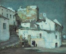 Albert Moulton Foweraker RBA (1873-1942) Moonlit Scene in a Spanish Town