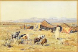 Harold Swanwick RWS RI ROI (1866-1929) A Bedouin Encampment in Tunis