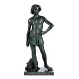 Bronzegussfigur des David mit dem Haupt des Goliath nach dem Original von Andrea di Michele Cioni,