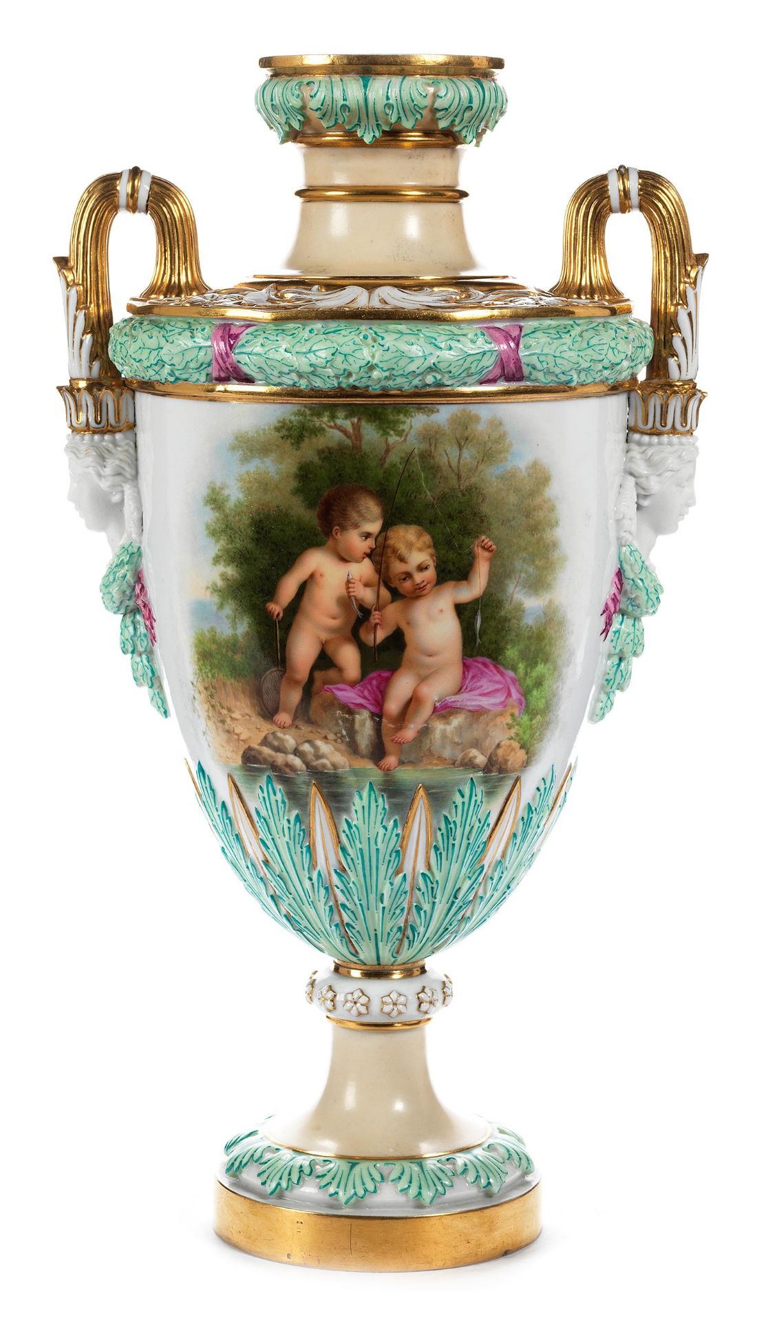 Vase mit Amorettendekor
