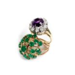 Amethyst-Brillant- und Chrysoprasring