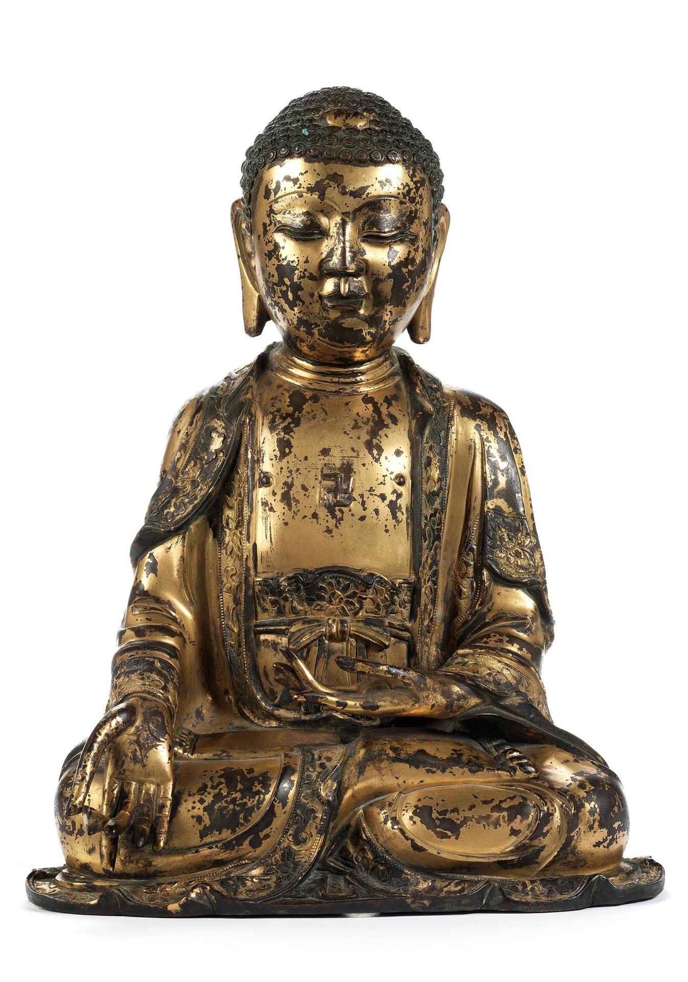 Chinesische Buddha-Figur in der Haltung des „Medizin-Mantras“