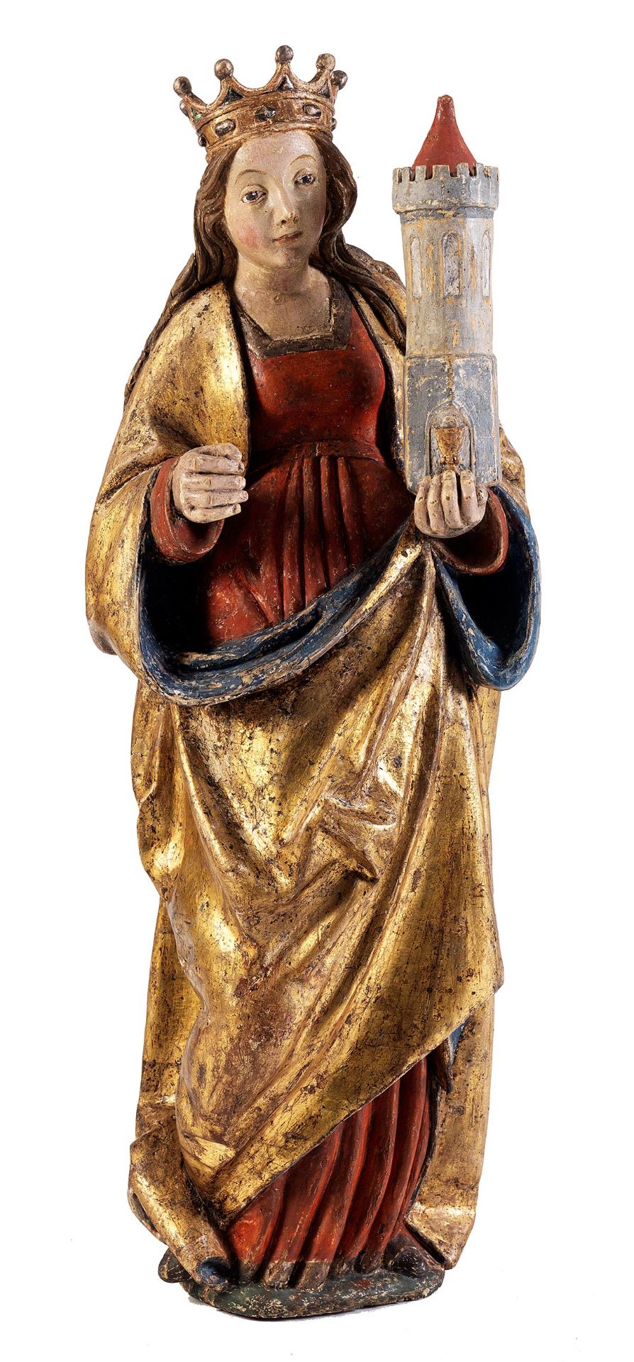 Schnitzfigur der Heiligen Barbara