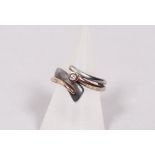 Ring, 585er Gold und 925er Silber mit Brillant