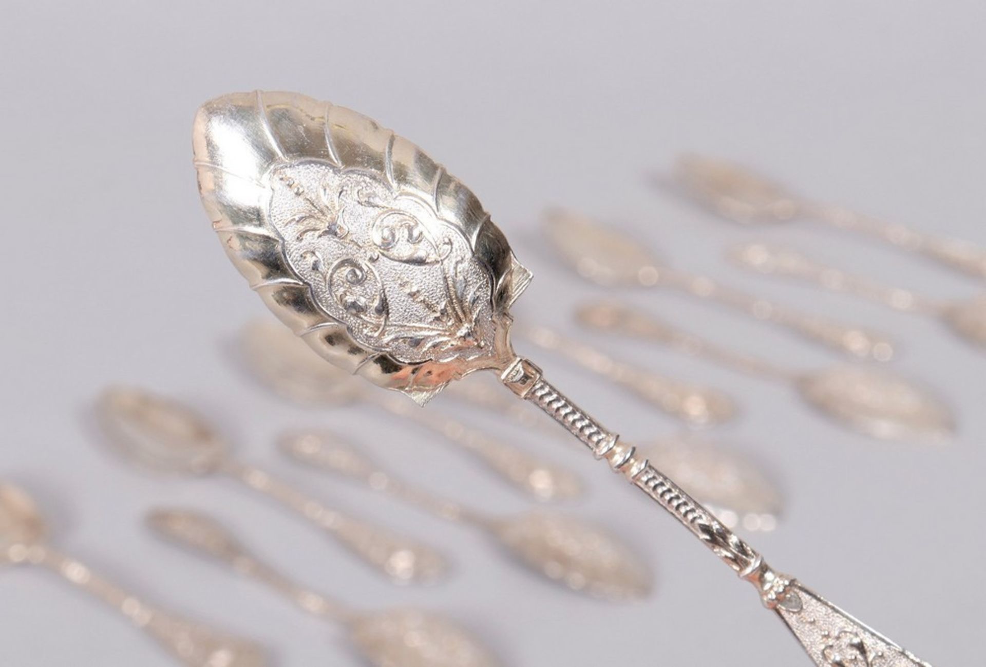 12 small historicism spoons, 800 silver, German, c. 1900 - Image 7 of 8