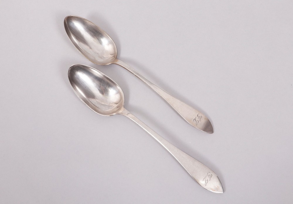 Pair of silver dining spoons, incl. Franz Peter Krumstroh, Glückstadt, early 19th C.