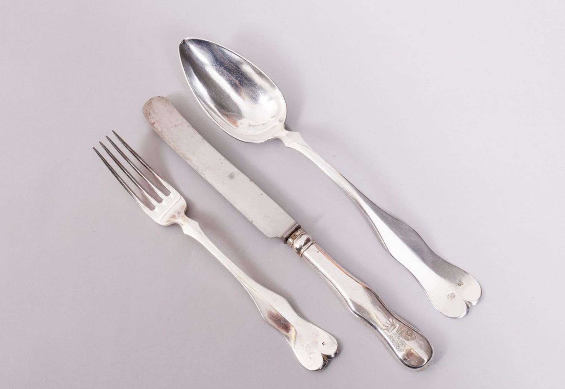 Travel cutlery for 6 people in a suitcase, 800 silver, Austria-Hungary, 19th/early 20th C. - Image 5 of 7