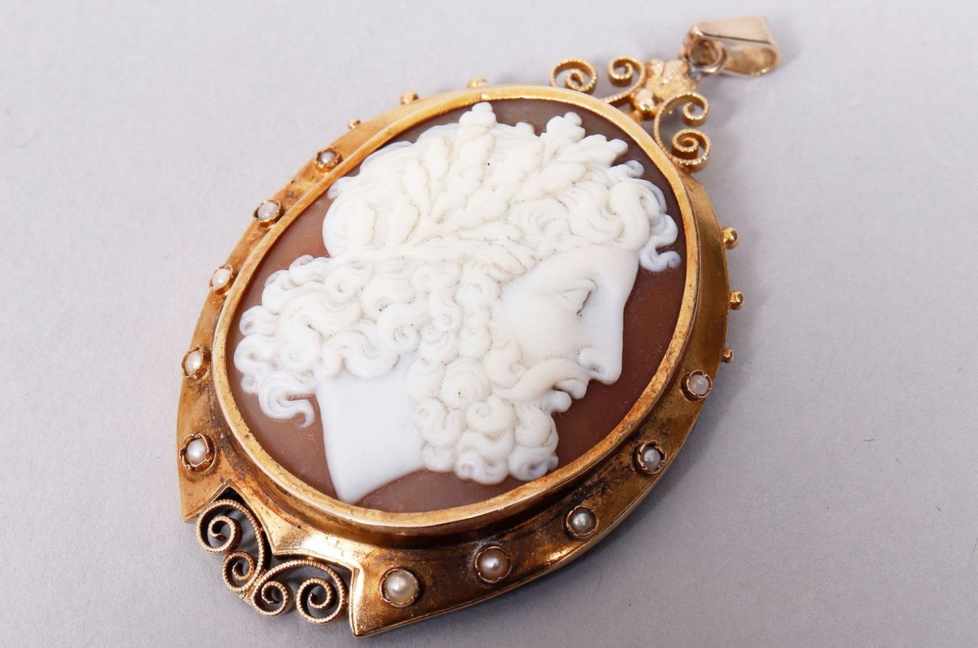 Large medallion pendant, cameo gem, around 1850 - Image 3 of 5