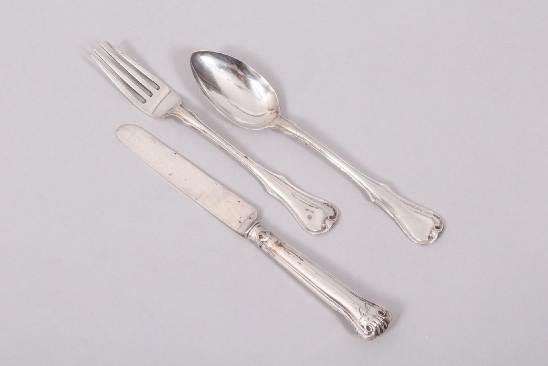 Small cutlery set, silver, Hamburg, 19th C., 3 pcs.