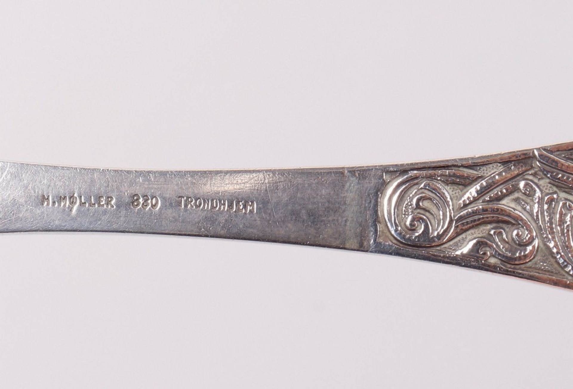 Historicism spoon, 830 silver, Hendrik Möller (1858-1937), Trondheim, Norway, c. 1900 - Image 5 of 5