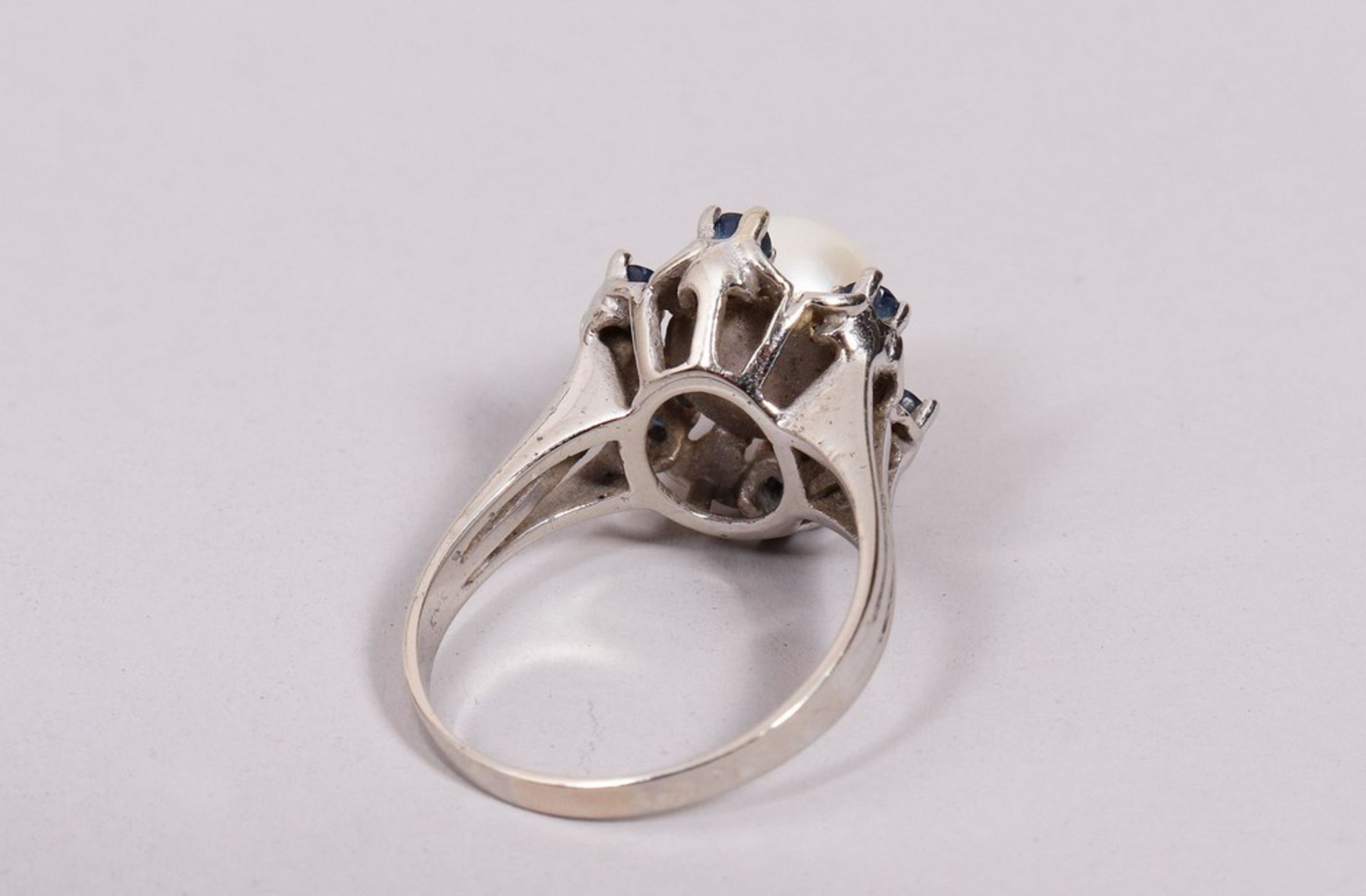 Pearl ring, 585 white gold, 20th C. - Image 3 of 5