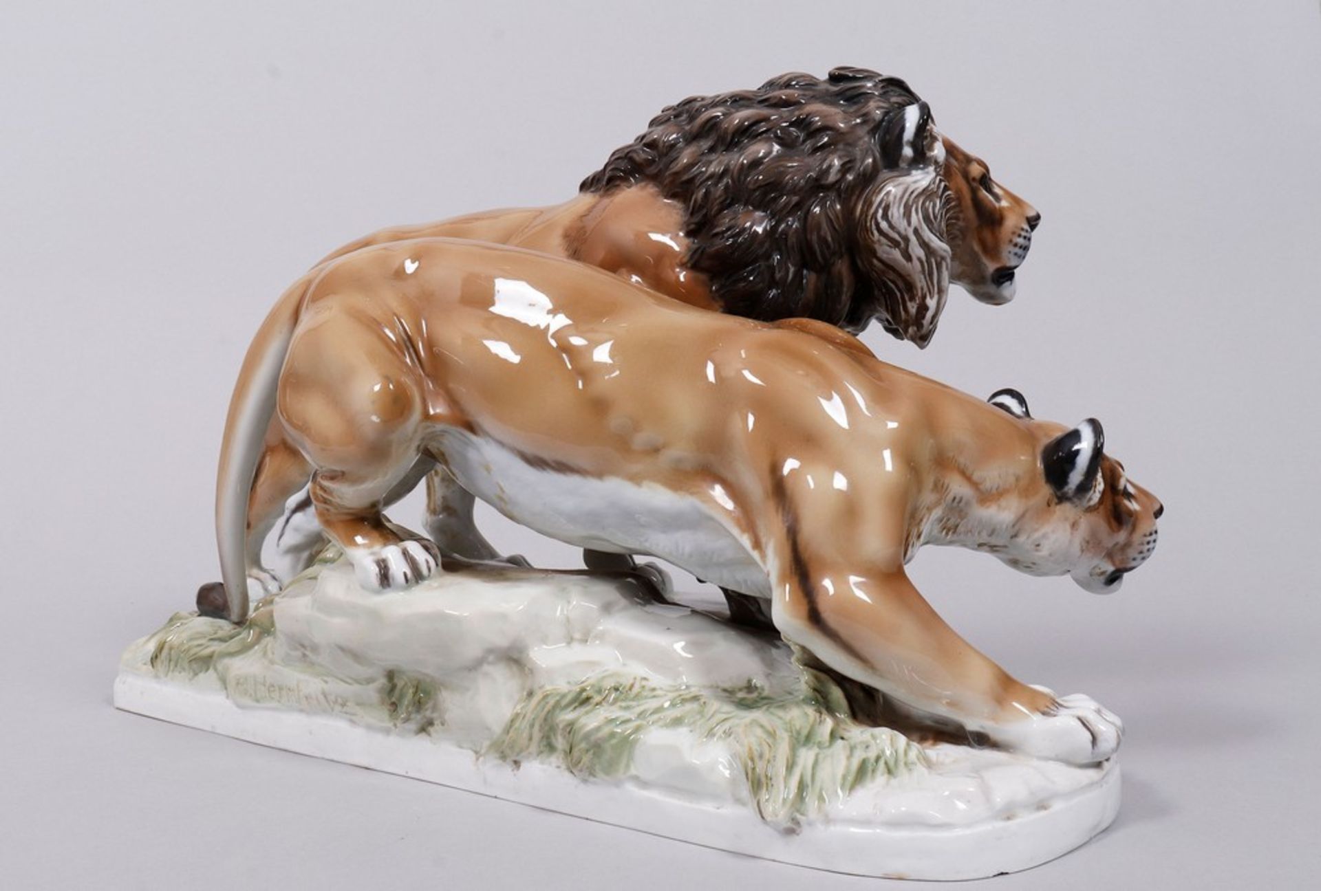 Large group of lions, design Max Hermann Fritz for Rosenthal, 1930s - Image 6 of 9