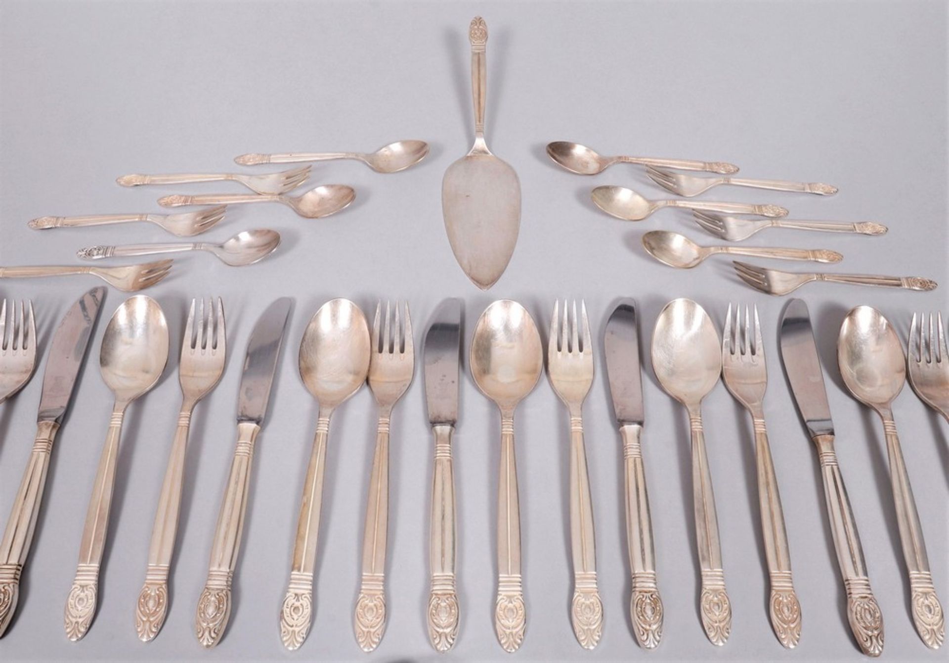 Dining and coffee cutlery for 6 people, 800 silver, Gustav Ebel, Solingen, 20th C.  - Image 2 of 6
