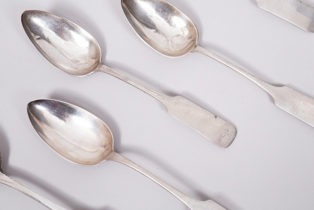 6 dining spoons, silver, including Johann Christian Eydam/Ludwig Friedrich Carl Eeck/Franz Hermann  - Image 2 of 7