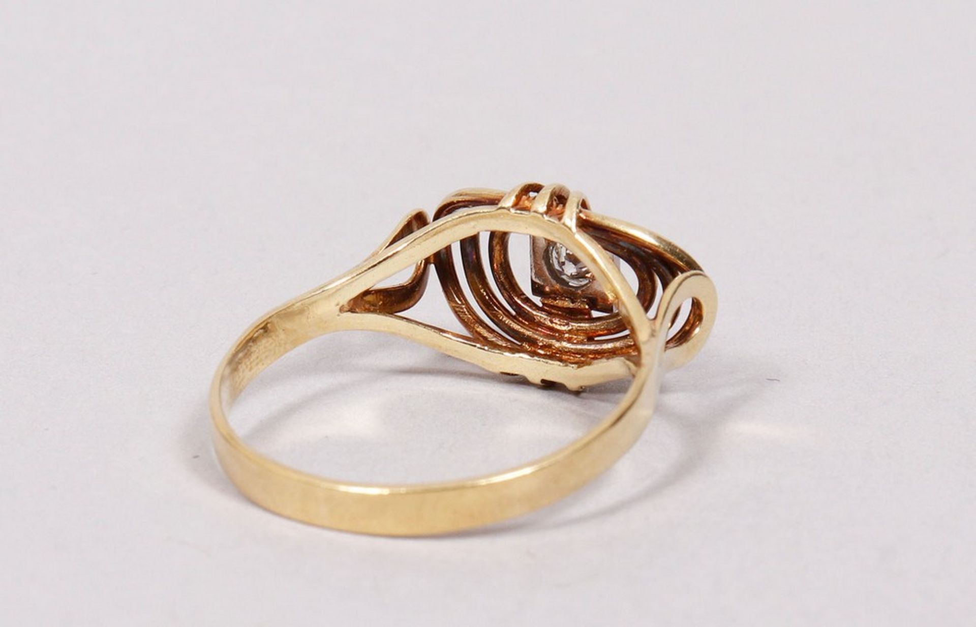 Art Déco-Ring, 585er Gold, zentral Brillant  - Bild 4 aus 5